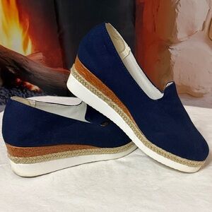 Elegant Navy Espadrille Wedges